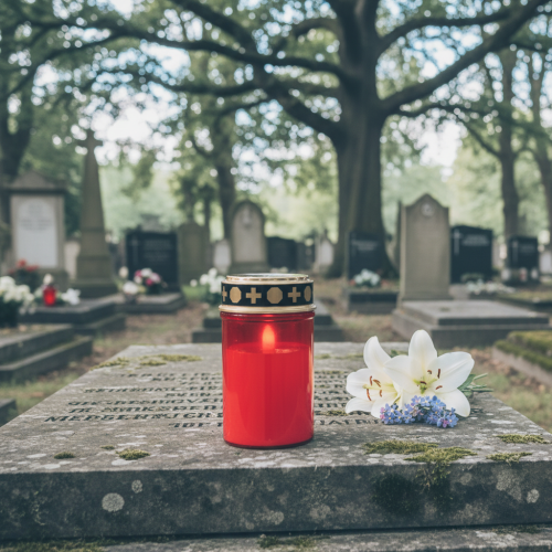 gjenstander LED gravlys med timer kirkegård lys for batteri rød H12,5cm