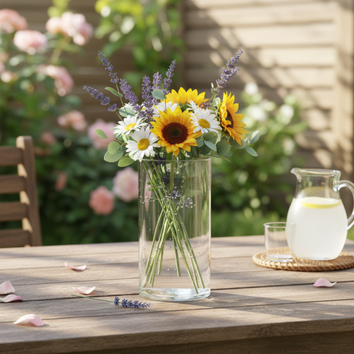 gjenstander Høy glassvase, enkel glassylinder som blomstervase eller dekorativt glass, 20 cm