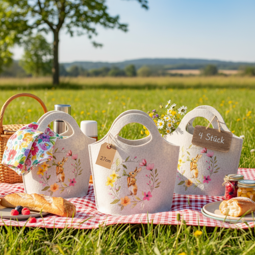 gjenstander Filtpose med søt påskehare, egnet for vår og sommer, 27 cm, 4 stk.