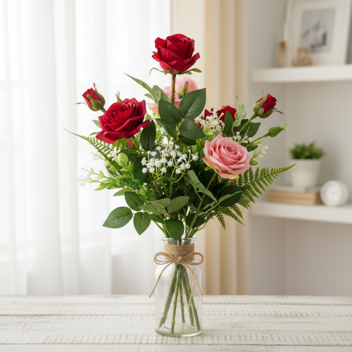 gjenstander Rosegren silkeblomst kunstig rose rød 72cm