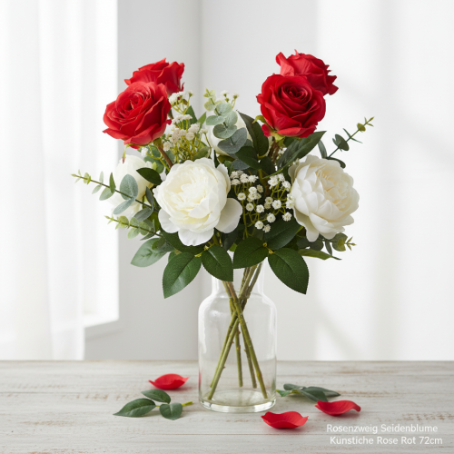 gjenstander Rosegren silkeblomst kunstig rose rød 72cm