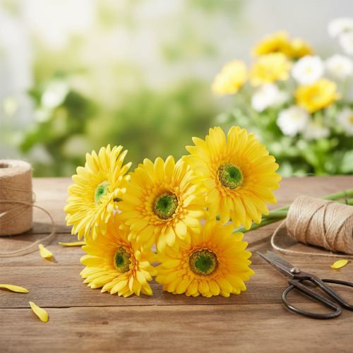 gjenstander Kunstige Blomster Gerbera Solgul Hageblomst 47cm