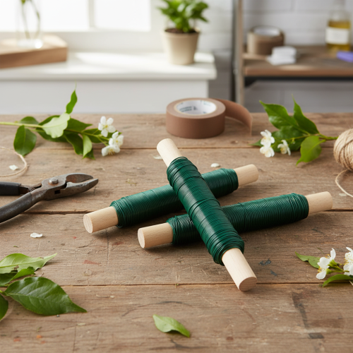 gjenstander Blomstertrådinnpakning med trådbinding grønn 0,65 mm 100 g 3 stk