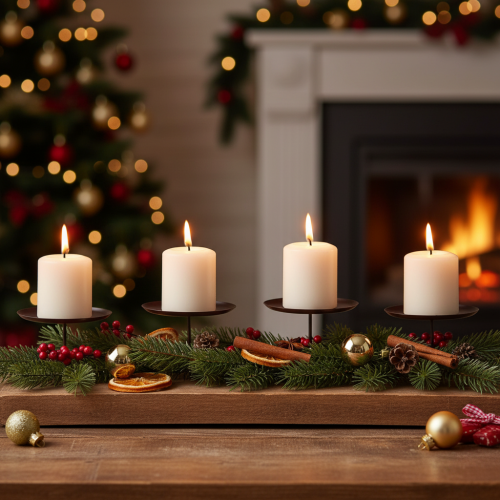 gjenstander Lysholder brun Ø8cm 4 stk