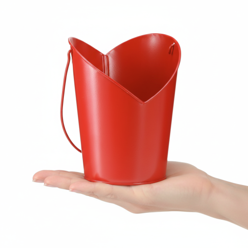 gjenstander Metallblomst med hjertedekorasjon og håndtak Rød Ø12cm H15/9cm