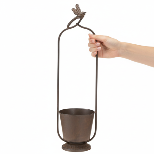 gjenstander Vintage blomsterkasse med espalier, øyenstikkerdesign, metall, Ø16/H62cm