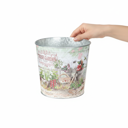 gjenstander Små metallblomsterpotter, fargede, Fresh Garden, 16 cm høye, 2 stk.