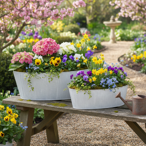 gjenstander Oval metallskål i hvitt og sølv, 32,5 cm/37 cm, sett med 2