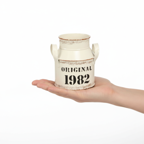 gjenstander Dekorativ metallkanne «Original 1982» Kremfarget rustfarget H16cm 2 stk.