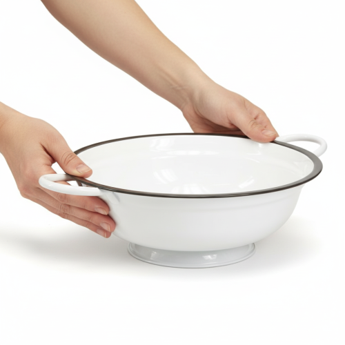 gjenstander Dekorativ metallskål i hvit og svart vintagestil, Ø20,5 cm, 3 stk.