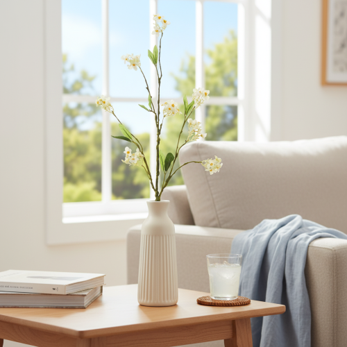 gjenstander Epleblomstgren, kunstig blomstergren, hvit, 65 cm, 1 stk.