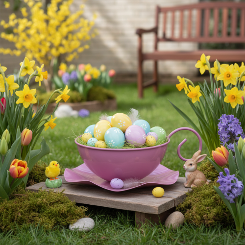 gjenstander Metallkrus Ø16cm H9cm Dekorativt krus med skål Rosa 2 stk.