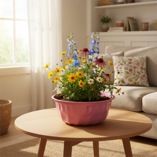 gjenstander Dekorativ bolle i metall, bakeform, Bundt-kakeform, rosa, Ø23 cm, H12 cm