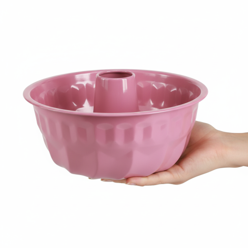 gjenstander Dekorativ bolle i metall, bakeform, Bundt-kakeform, rosa, Ø23 cm, H12 cm