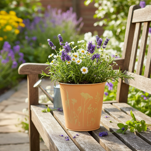 gjenstander Metallblomsterpotte, ferskengul, Ø11,5 cm H11,5 cm