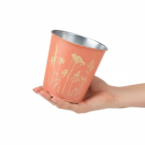 gjenstander Blomsterpotte med blomsterdekorasjon, aprikosgul, Ø10,5 cm H10,5 cm