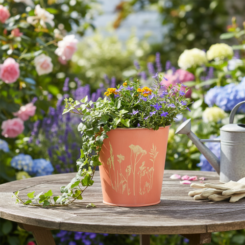 gjenstander Blomsterpotte aprikos metall Ø11,5 cm H11,5 cm