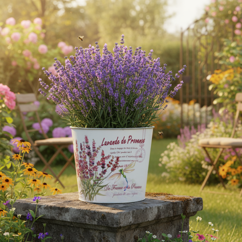 gjenstander Metallplantekasse, blomsterpotte, lavendel, Ø24 cm H21 cm