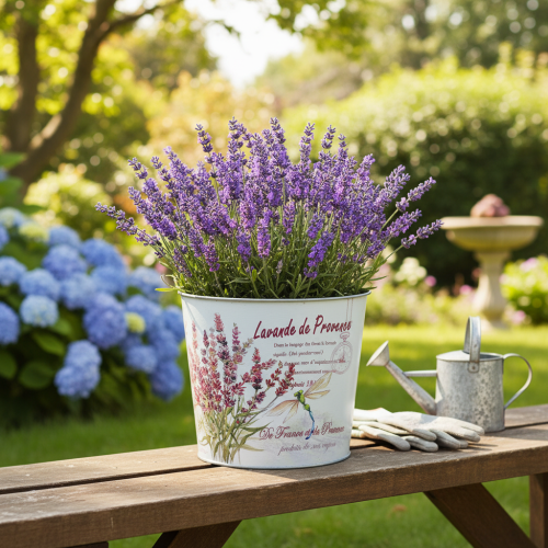 gjenstander Metallplantekasse for lavendel, liten, Ø18 cm H15,5 cm