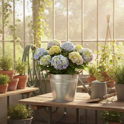 gjenstander Metallblomsterpotte med håndtak, dekorativ bøtte, Ø16 cm H15 cm