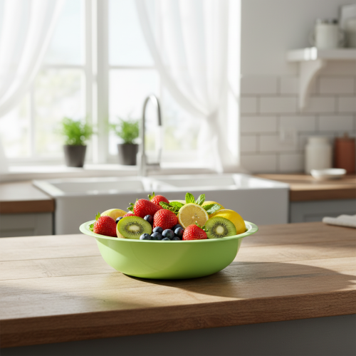 gjenstander Dekorativ skål metall emalje utseende bolle grønn lime 25cm