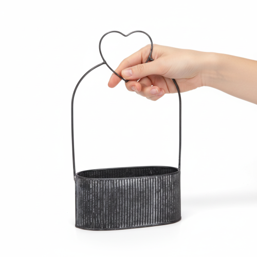 gjenstander Dekorativ oval metallskål med hjerte, svart, 20/16 cm, sett med 2