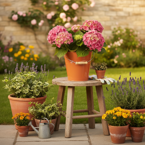 gjenstander Dekorativ metallbøtte/plantekasse, oransjebrun, Ø22 cm, H21,5 cm, 6 l