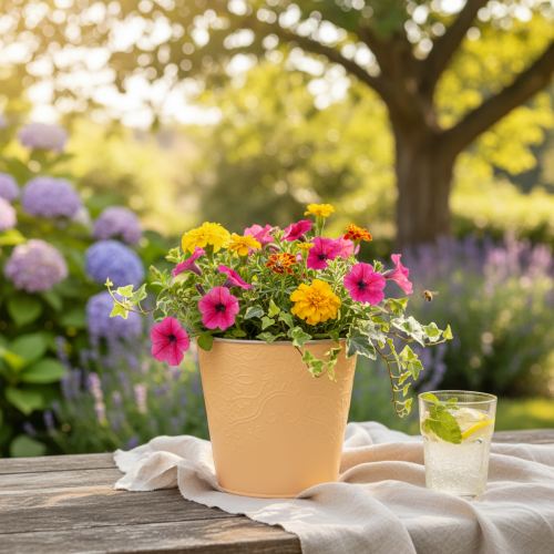 gjenstander Metallplantekasse, pastell oransje, Ø13,5 cm H12,5 cm