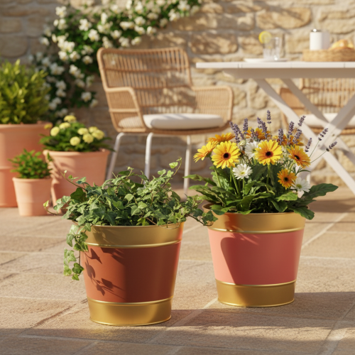 gjenstander Metallplantepotte, Ø26 cm H22 cm, 4 stk.