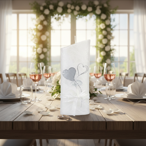 gjenstander Bryllupslys, sølvbryllupslys, hvitt lys 220/85 mm