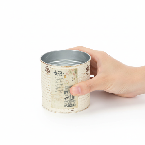 gjenstander Blikkplante i kremfarget metall Shabby Chic Ø11cm H10.5cm