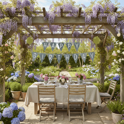 gjenstander Bursdagsdekorasjon vimpelgirlander laget av filt, grå og grønn, 300 cm