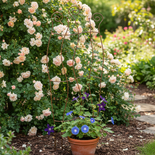 gjenstander Metallhageespalier med buet design for klatreplanter, 110 cm