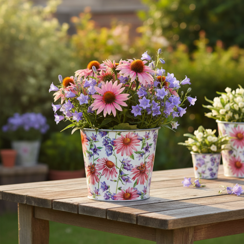 gjenstander Blomsterpotte, vårdekorasjon, plantekasse, metall, Ø12 cm, H10,5 cm