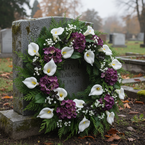 gjenstander Kalla-liljer på wirer, små, hvite, 50 stk.