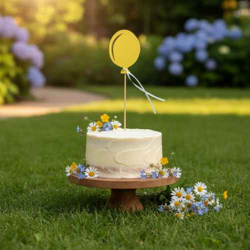 gjenstander Blomsterplugg bukett dekorasjon kake topper ballong gul 28cm 8 stk