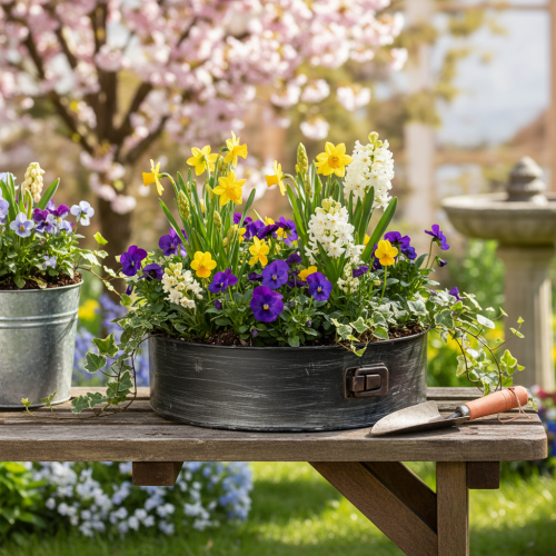gjenstander Blomsterkasse, dekorativ bakeform, springform for planting, metalldekorasjon Ø24cm H7,5cm