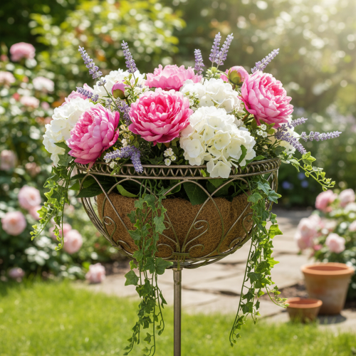 gjenstander Metallhagekurv, dekorativ gjenstand i vintagestil for stilig utendørs bruk, 95 cm