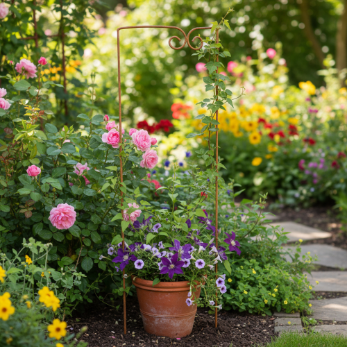 gjenstander Espalier, klatrehjelpemiddel, buet dekorativt element for blomsterbed og plantepotter, 75 cm