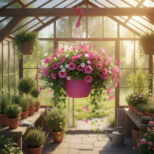 Hengende kurv rosa plantepotte med hull Ø25cm H50cm | Floristik24.no