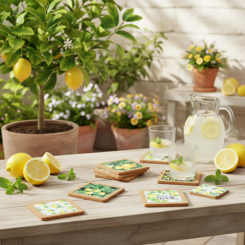 gjenstander Brikker med sitroner, kork, keramikk, sommer, assortert, 19,5 cm, 6 stk.