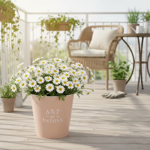 gjenstander Blomsterpotte i sink, metallplante, antikk rose, Ø22 cm H21 cm