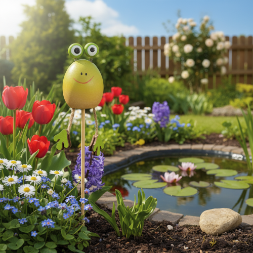 gjenstander Froskehagepiker til dekorasjon av blomsterpotter om våren eller sommeren, 34 cm, 6 stk.