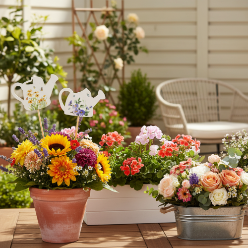 gjenstander Vannkanne dekorative staker for blomsterbuketter og balkongblomsterdekorasjon, 34 cm, 12 stk.