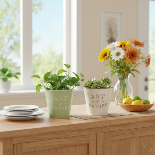 Art of Nature blomsterpotte med bokstaver, dekorasjon for vinduskarm og stue, 15 cm, 2 stk. | Floristik24.no
