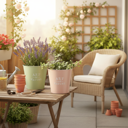 Art of Nature rund plantekasse, dekorativ og allsidig, for planter og arrangementer, 22 cm, 2 stk. | Floristik24.no