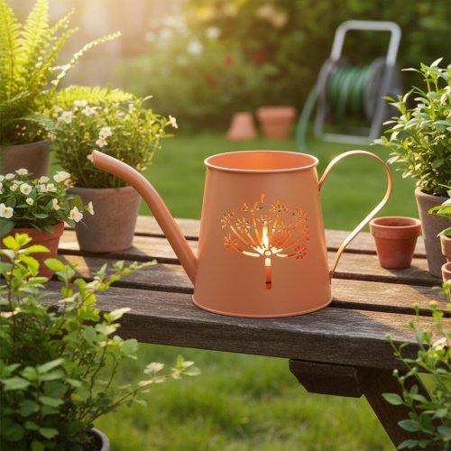 Dekorative vannkanner i metall, oransje løvetanndesign, telysholdere, 12 cm, 2 stk. | Floristik24.no