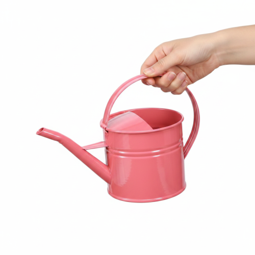 Dekorativ vannkanne i metall, rosa blomsterpotte, 1,25 l, innendørs/utendørs, balkong | Floristik24.no