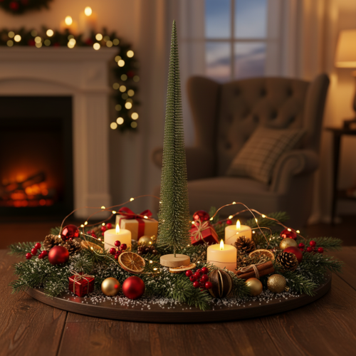 Kunstig juletre med trebase til julepynt, 80 cm | Floristik24.no