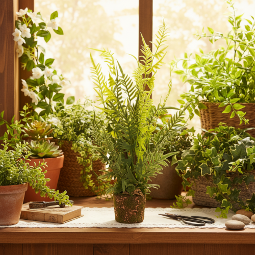 Kunstig bregneplante med rotklump for dekorasjon av hjem og kontor, 57 cm | Floristik24.no